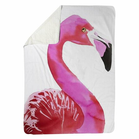 BEGIN HOME DECOR 60 x 80 in. Watercolor Proud Flamingo Profile-Sherpa Fleece Blanket 5545-6080-AN441
